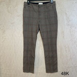 Anthropologie Womens Sz 2 The Essential Slim Multicolor Plaid‎ Pants